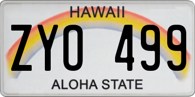 HI license plate ZYO499