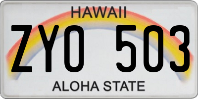 HI license plate ZYO503