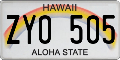 HI license plate ZYO505