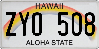 HI license plate ZYO508