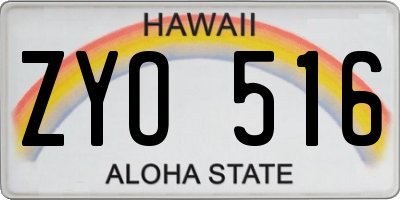 HI license plate ZYO516