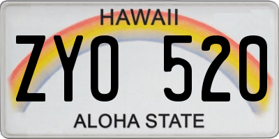 HI license plate ZYO520