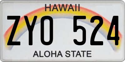 HI license plate ZYO524