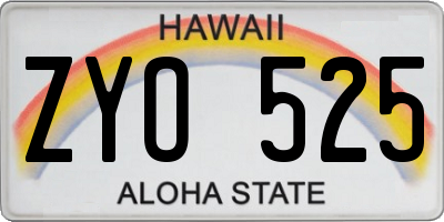 HI license plate ZYO525