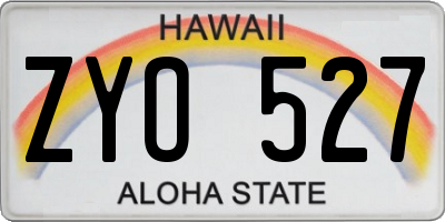 HI license plate ZYO527