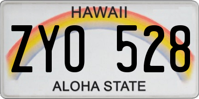 HI license plate ZYO528
