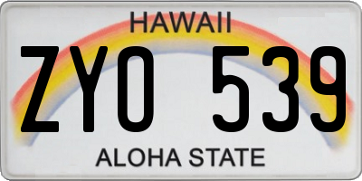 HI license plate ZYO539
