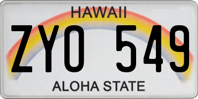 HI license plate ZYO549