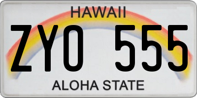 HI license plate ZYO555