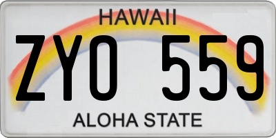HI license plate ZYO559