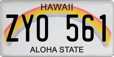 HI license plate ZYO561
