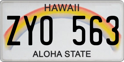 HI license plate ZYO563