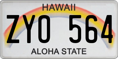 HI license plate ZYO564