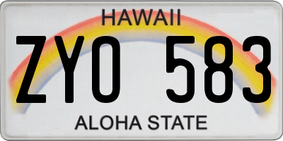 HI license plate ZYO583