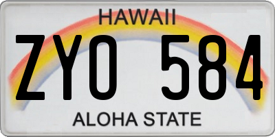 HI license plate ZYO584