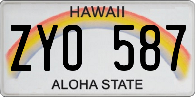 HI license plate ZYO587