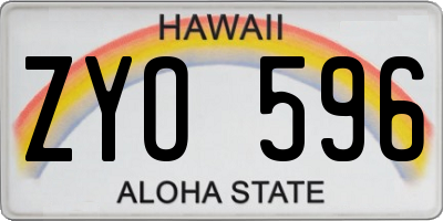 HI license plate ZYO596