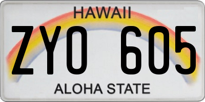 HI license plate ZYO605