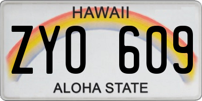 HI license plate ZYO609
