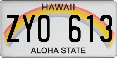 HI license plate ZYO613