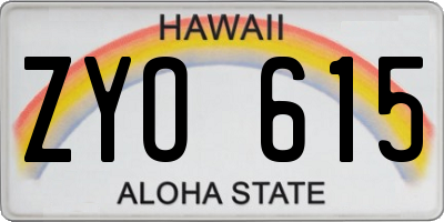 HI license plate ZYO615