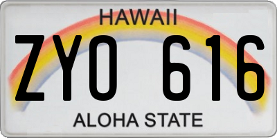 HI license plate ZYO616