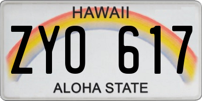 HI license plate ZYO617