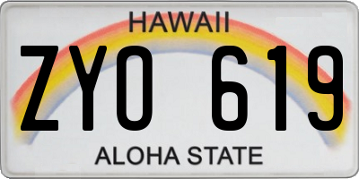 HI license plate ZYO619