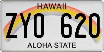 HI license plate ZYO620