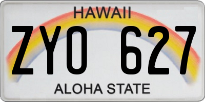 HI license plate ZYO627
