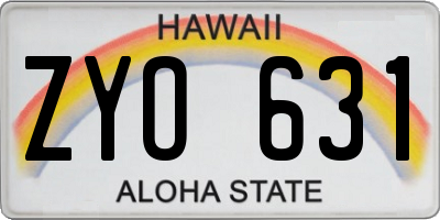 HI license plate ZYO631