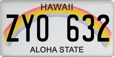 HI license plate ZYO632
