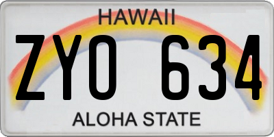 HI license plate ZYO634