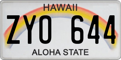 HI license plate ZYO644
