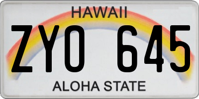 HI license plate ZYO645