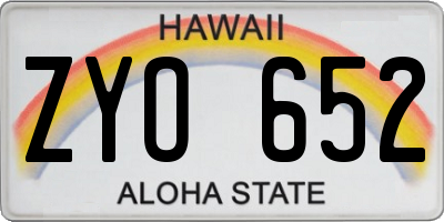 HI license plate ZYO652