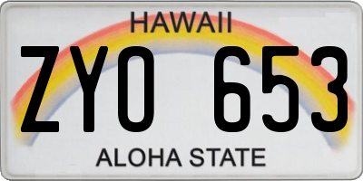 HI license plate ZYO653