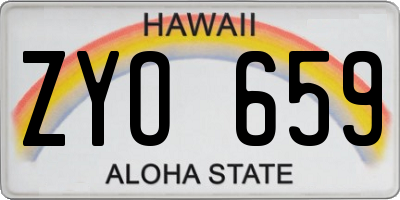 HI license plate ZYO659