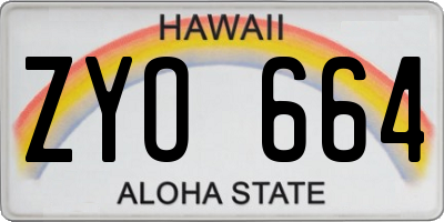 HI license plate ZYO664