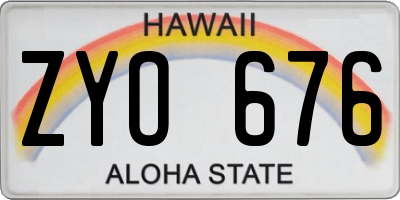 HI license plate ZYO676