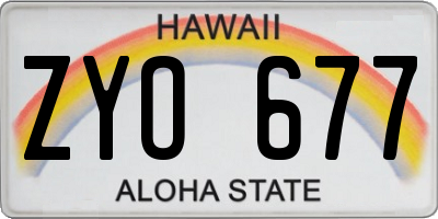 HI license plate ZYO677