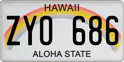 HI license plate ZYO686