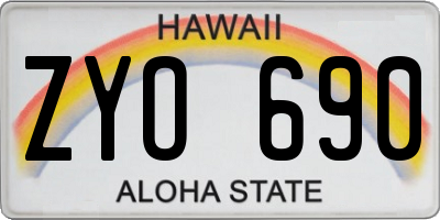 HI license plate ZYO690
