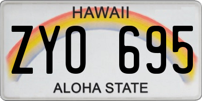 HI license plate ZYO695