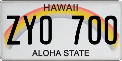 HI license plate ZYO700