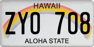 HI license plate ZYO708
