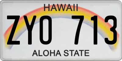 HI license plate ZYO713