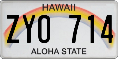 HI license plate ZYO714