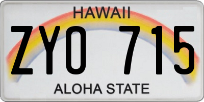 HI license plate ZYO715