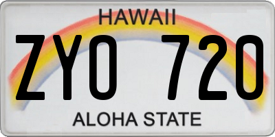 HI license plate ZYO720